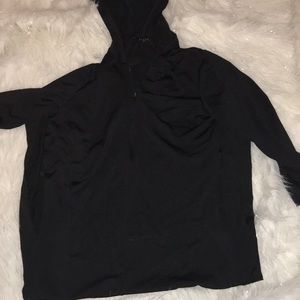 Guess Black Long Silky Hoodie Dress Large A31